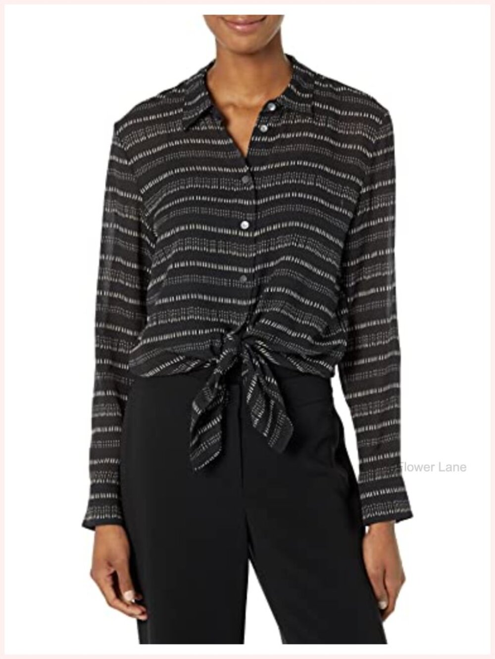 Theory Tie-Waist Button-Down Blouse Long Sleeve Collared Work Top